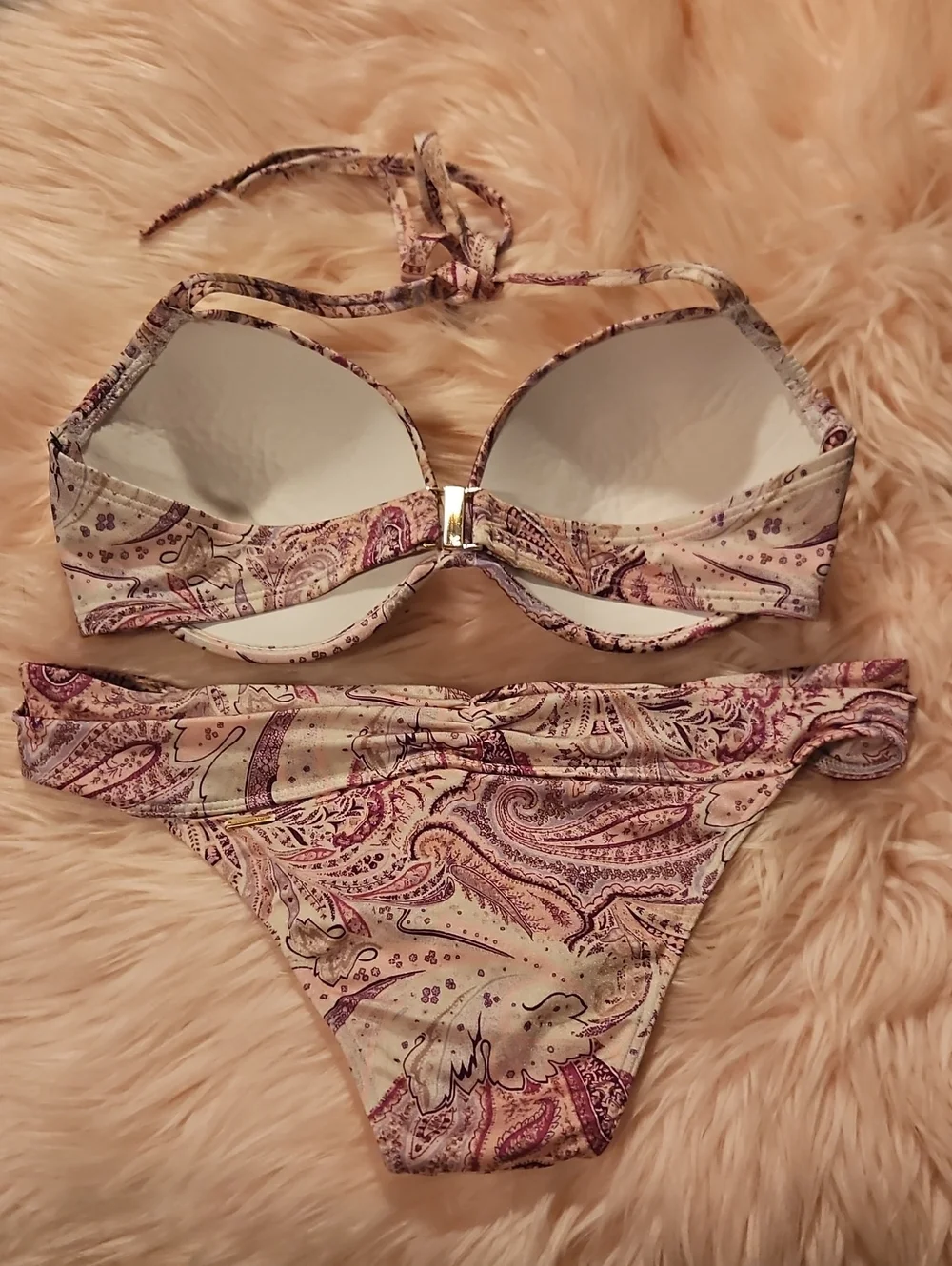 VS VINTAGE 2012 The Tease Halter Pink Paisley Push-Up, The Hottie Cheeky Bikini